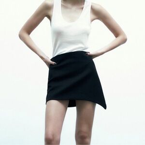 Zara asymmetric mini skirt, black, XXL